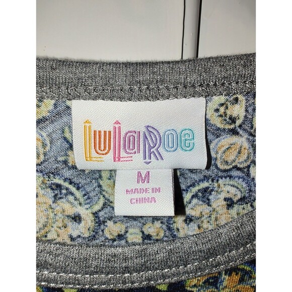 LuLaRoe Randy Raglan Size Medium Orange Green w Grey Sleeves Fast Shipping - Picture 10 of 12